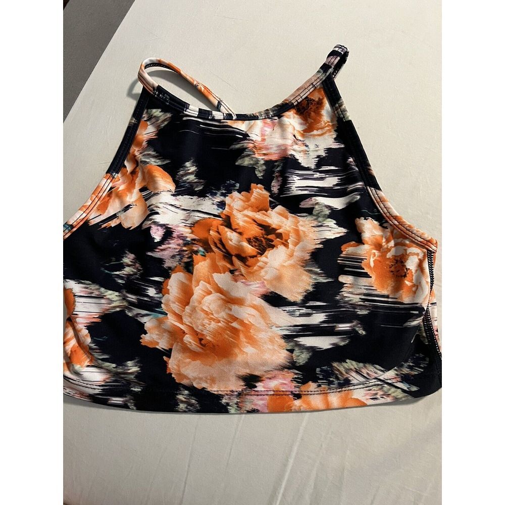 Betsey Johnson High Neck Cross Back Yoga Crop Bra XS‎